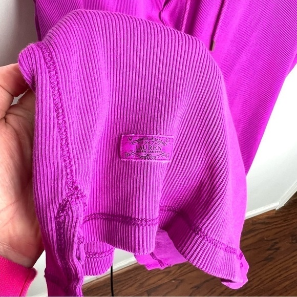 Lauren Ralph Lauren Purple Lace Up Ribbed T-Shirt Size 3X Plus Size - Picture 10 of 17